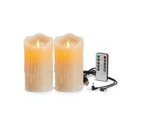 LED Flickering Flameless Candles,Rechargeable Candle,Real Wax Candles with Remote Control,Electronic Waving Lamp Tears