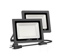 LED Flood Light Outdoor 2 Pack - GLORIOUS-LITE 50 W LED Work Light - 5000 LM Bright Outdoor Floodlights with Plug, 5000 K Daylight White, IP66 Waterproof Outdoor Lights for Backyard, Garage, Garden,