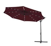 LED Garden Banana Hanging Sun Shade Cantilever Parasol Wine Patio Umbrella