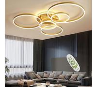 LED Geometria Design Moderna Lampada Da Soffitto Dimmerabile Soggiorno Plafoniera Con Telecomando Per Camera Da Letto Sala Da Pranzo Lampada A Sospensione in Acrilico Illuminazione 6 Anelli,D'oro