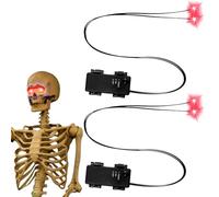 LED Glowing Red Eyes - Light Up Skull Props, 2-Pack LED Glowing Eyes with Timer for Skulls, Pumpkins & Tombstones | Spooky Halloween Decorations for Indoor Outdoor Props, Skeletons & Maskss