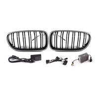 LED Grille Car Gloss Black Rene Grill Dual Doghe Racing Grill Per BMW Per 5 Serie F10 F11 F18 520d 530d 540i 2010-2017 Sostituzione Griglia Paraurti(NBT 14-17)