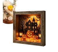 Led Halloween Memory Box - with Sea Glass Stone Pumpkin Photo Frame