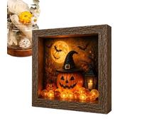 Led Halloween Memory Box - with Sea Glass Stone Pumpkin Photo Frame