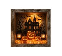 LED Halloween Memory Box | With Sea Glass Stone Pumpkin Photo Frame