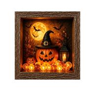 LED Halloween Memory Box | With Sea Glass Stone Pumpkin Photo Frame