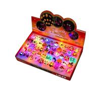LED Halloween Pumpkin Rings - 50 Pack PP Light Up Pumpkin Finger Rings