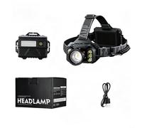 LED Headlamp 500m Beam Gesture Sensor USB-C(Does Not Contain) | 500m long-range beam, white and yellow LEDs, wave-activated sensor, hands-free operation, dark visibility