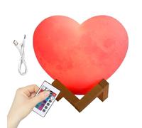 LED Heart Shaped Neon Night Lights - 16-Color USB Rechargeable LED Nightlight | Heart Shaped Light With Stand And Remote Control | For Valentine's Day Bedroom Nursery Living Room Home Office Party Bar