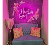 LED Hello Gorgeous Neon Sign USB Powered per la casa, matrimonio, compleanno, sfondo, festa, decorazione da parete, luci al neon rosa con interruttore dimmerabile, decorazione artistica per matrimoni