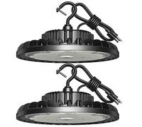 LED High Bay Light 150W 21,000lm 5000K Daylight 600W MH/HPS Equivalent with US Plug 5’ Cable Waterproof UFO Commercial Warehouse Workshop Garage Factory Area Lighting Fixture, 2 Pack