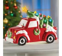 LED Illuminato Rosso Vintage Camion W/Natale Albero Tavolo Statua Decorazione