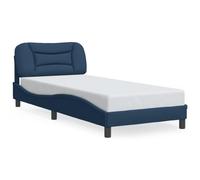 LED Integrata Impermeabile IP65 Camera da Letto Hvar Blu 80x200 cm | Giroletto con LED Hvar Blu 80x200 cm in Tessuto con Testiera Imbottita e Doghe, Letto Senza Materasso con Luci USB, Struttura