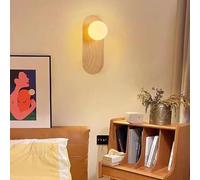LED Interno Applique da Parete Moderna Minimalista Metallo Lampada da Parete Tondo Paralume Soggiorno Iluminazioni per Pareti per Camera da Letto Comodini Corridoio Studio (Luce Calda,Legno Chiaro)