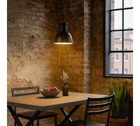 LED Lampada A Sospensione Coprire Industriale Stile Loft da Cucina Nero Rotondo [EEK: F]