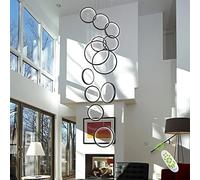 LED Lampada a Sospensione Lampadario Plafoniera 12 Rings con Telecomando Dimmerabile - Lunghezza Regolabile per Scale e Soggiorno - Grandi Lampadari a Soffitto Alto