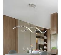 LED lampada a sospensione moderna Lampadari Dimmerabile con Telecomando Regolabile in Altezza Sala da pranzo Luce Pendente Design a Spirale Lampadario per Tavolo da pranzo Salotto (Cromo, 110 cm)