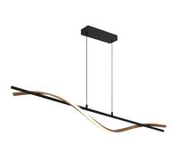 LED Lampada a Sospensione Plafoniera Metallo Nero Simil Legno L 115 CM [EEK: Inaditato]