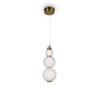 LED Lampada A Sospensione Vetro Metallo B: 14,7 CM On Oro Bianco Schermo Palla