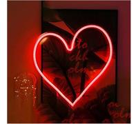 LED Lampada al neon Lettere colorate, illuminazione interna, insegna al per neon a forma di cuore, da appendere alla parete(Rosso)