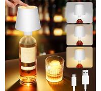 LED Lampada Bottiglia Ricaricabile USB, Controllo a Sfioramento di 3 Modalità di Temperatura Colore, 5200mAh Lampada Tappo Bottiglia Senza Fili Dimmerabile, per Ristorante, Soggiorno, Bar (Bianco)