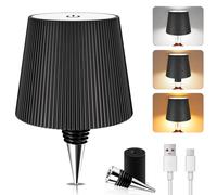 LED Lampada da Bottiglia Ricaricabile USB, Controllo a Sfioramento di 3 Modalità di Temperatura Colore, 5200mAh Lampada Tappo Bottiglia Senza Fili Dimmerabile, per Ristorante, Soggiorno, Bar (Nero)