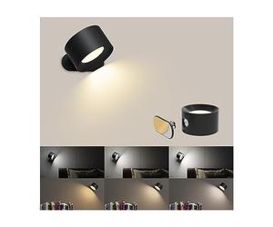 LED Lampada da Parete Interno, Coollamp Moderno Applique con Luce calda/naturale/bianca, 3 tipi di luminosità, Batteria ricaricabile, Rotazione a 360°, a muro per soggiorno,corridoio