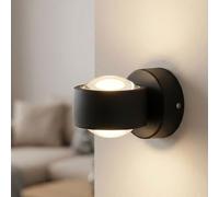 LED Lampada Da Parete Up & Down Per Camera Da Letto Colore Nero Metallo Vetro