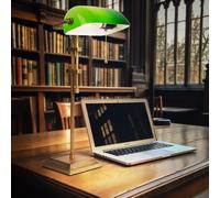 LED Lampada da Scrivania Tavolo Vetro Verde Biblioteca Banchiere Bronzo Antico [EEK: F]