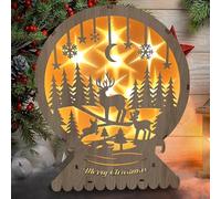 LED Lampada Natalizia Legno, Luci Decorazioni Natalizie a Stella, Stelle Legno Decorative Natalizi con 10 LED a Luce Bianca Calda, Illuminazione per Finestra, Natale, Avvento, Inverno,20x15x5 cm