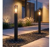 LED Lampada per Esterni Piantana Patio Rame Nero Fumo Acciaio Inox 2er Set