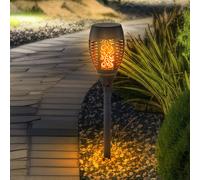 LED Lampada Solare Fuoco Effetto Crackle Vetro Sfera Esterno Giardino Fiamme