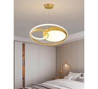 LED lampadario Rotondo sala da pranzo Dimmerabile con Telecomando, 36W Moderno Camera da letto Lampada a Sospensione Tavolo da Pranzo Plafoniera Regolabile Altezza per Soggiorno Cucina(Gold,50cm)
