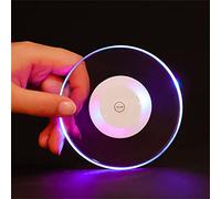 LED Light Coaster Crystal Cup Mat Coffee Tea Cup Wine Glass Bottle Coaster Night Cup Mat Bar Party Drink Decor Lighting Base (Color : Square White Light) (Round Multicol Light)