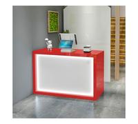 LED Light Reception Desk 59 in Retail Checkout Counter with Storage Shelves Easy to Clean Front Desk for Office & Store Modern Reception Furniture