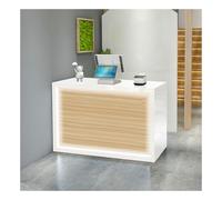 LED Light Reception Desk Retail Checkout Counter with Storage Shelves Modern Front Desk Easy to Clean 140cm (55in) - Elegante Reception Solution for Office and Store