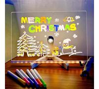 LED Light up Board with 7 Colors Pen, Light up Acrylic Message Board, LED Note Board for Birthday Christmas (11.8 * 7.9in)