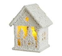 Led Light Up Christmas House Decoration, Elegant White Wooden Ornament for Desktop, Charming Wooden House Statue, Enhance Your Festive Decor With Warm Light for Living Room and Holiday Displays,