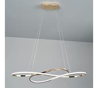 LED Linear Chandelier Spiral Ceiling Hanging Light, 64W Art Decor Kitchen Island Lighting Fixture, Wave Suspended Lamps for Dining Living Room Bedroom Office