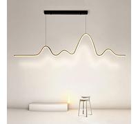 LED Long Strip Pendant Light Dimmable Wave Line Lighting Fixture Dining Table Bar Lamp Chandelier for Kitchen Island Linear