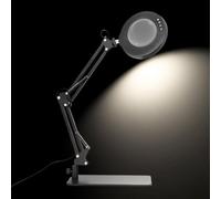 LED Magnifying Desk Lamp - Foldable Long Arm, 3 Color Modes, 10-Level Dimmi | Magnifying Work Lamp - Flexible Gooseneck Desk Light, Foldable Long Arm Adjustable Task Lighting, Three Color Settings | Hand