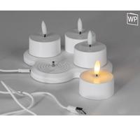 LED Maxi Tealight 4 Pezzo Akkubetrieben Con Stazione Ricarica Bianco FORMANO