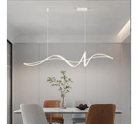 LED Moderna Lampada da sala da pranzo Dimmerabile Con telecomando Lampada a sospensione 60W Minimalismo Tavolo da pranzo Ufficio Lampadario Luce a sospensione Cucina Soggiorno L:120cm,Bianca