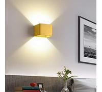LED moderno quadrato applique da parete in metallo colorato cubico montaggio a parete luci 9,1 cm di larghezza mini lampade da parete per corridoio corridoio comodino (nero, luce bianca) (giallo,