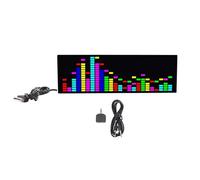 LED Music Spectrum Display, USB Powered RGB Colorful Voice Controlled Rhythm Light with Electronic Clock Function for Home Office Party Decor White ABS 16x24 Grid