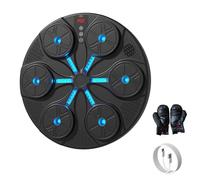 LED Musica Bluetooth Boxe Allenamento,Music Boxing Machine Adulti,Da Parete Box Elettronica Led Supporto Bluetooth,Attrezzatura da Allenamento per Boxe a Parete in PU,con Guanti da Boxe (Nero)