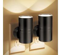 LED Night Light Plug in, Modern Night Lights Plug Into Wall, Dusk to Dawn Sensor, Soft White 3000K-4500K, 0-100LM Adjustable Brightness, Dimmable Night Lights for Hallway Bedroom Stairway, 2 Pack