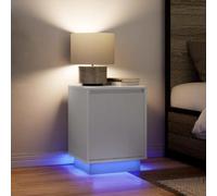 LED Nightstand with RGB Lights, 2 Pack White Modern Bedside Table with USB Charging, 38x34x50 cm Storage Cabinet for Bedroom Living Room, Durable Engineered Wood Furniture with Ample Space