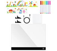 LED Note Board - Rechargeable Acrylic Doodle Pad for Drawing Writing Notes | Erasable Glow Writing Board with Markers, 4 Light Modes, Kids Teens School for Living Room Home Office Fun