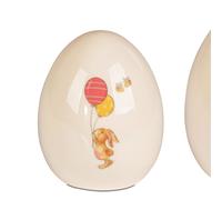 LED Oggetto Decorativo Pasqua Uovo Coniglio Con Palloncini H.12cm Bianco